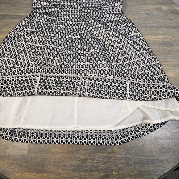 J.Crew Embroidered Cotton Fit Flare Dress Black White Sleeveless Size 10 - Picture 9 of 9